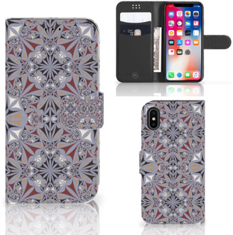 B2Ctelecom iPhone X Bookcover hoesje Flower Tiles