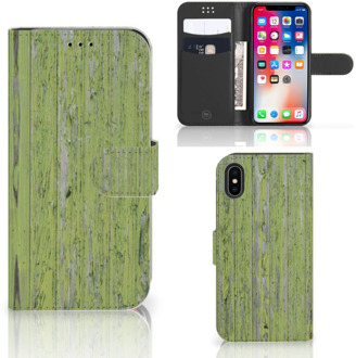 B2Ctelecom iPhone X Bookcover hoesje Green Wood