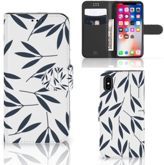 B2Ctelecom iPhone X Bookcover hoesje Leaves Blue