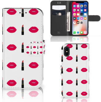 B2Ctelecom iPhone X Bookcover hoesje Lipstick Kiss