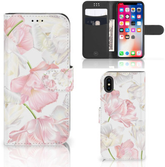 B2Ctelecom iPhone X Bookcover hoesje Lovely Flowers