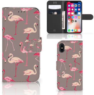 B2Ctelecom iPhone X Hoesje Flamingo's