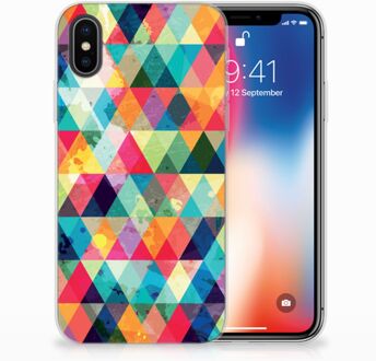 B2Ctelecom iPhone X Uniek TPU Hoesje Geruit