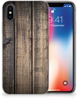 B2Ctelecom iPhone X Uniek TPU Hoesje Steigerhout