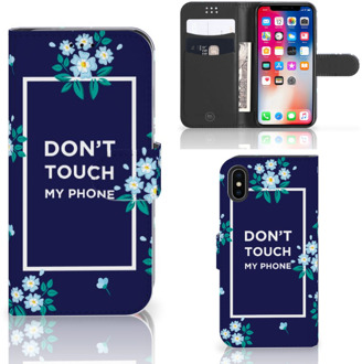 B2Ctelecom iPhone X | Xs Bookcase Flowers Blue DTMP