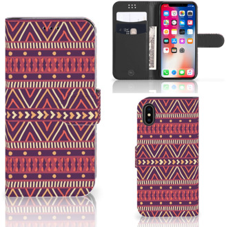 B2Ctelecom iPhone X | Xs Bookcase met ruimte voor pasjes Aztec Purple