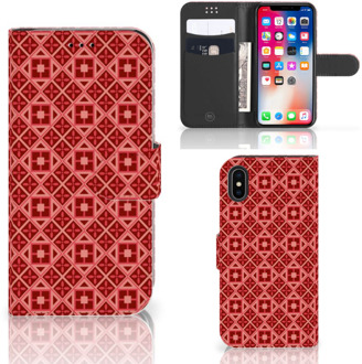 B2Ctelecom iPhone X | Xs Bookcase met ruimte voor pasjes Batik Red