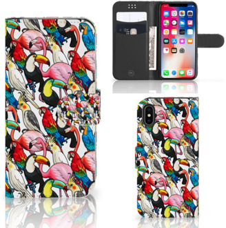 B2Ctelecom iPhone X | Xs Bookcase met ruimte voor pasjes Birds