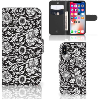 B2Ctelecom iPhone X | Xs Bookcase met ruimte voor pasjes Black Flowers