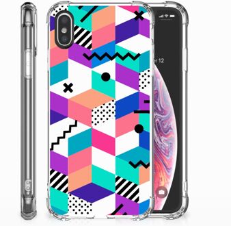 B2Ctelecom iPhone X | Xs Hoesje Design Blocks Colorful