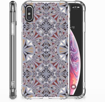 B2Ctelecom iPhone X | Xs Siliconen Hoesje Design Flower Tiles