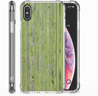 B2Ctelecom iPhone X | Xs Siliconen Hoesje Design Green Wood