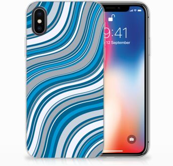 B2Ctelecom iPhone X | Xs Siliconen Hoesje Design Waves Blue