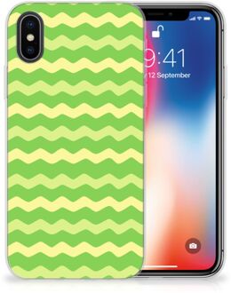 B2Ctelecom iPhone X | Xs Siliconen Hoesje Design Waves Green