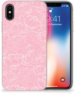 B2Ctelecom iPhone X | Xs Siliconen Hoesje Design White Flowers