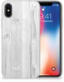 B2Ctelecom iPhone X | Xs Siliconen Hoesje Design White Wood