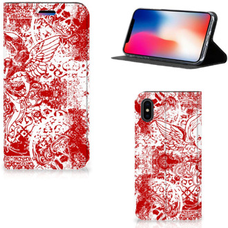 B2Ctelecom iPhone X | Xs Standcase Hoesje Design Angel Skull Red