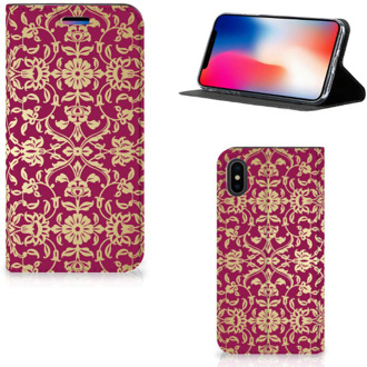 B2Ctelecom iPhone X | Xs Standcase Hoesje Design Barok Pink