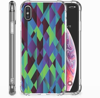 B2Ctelecom iPhone X | Xs TPU Hoesje Design Abstract Green Blue