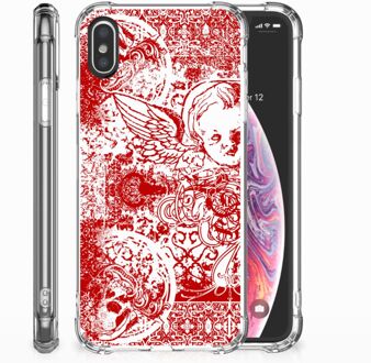 B2Ctelecom iPhone X | Xs TPU Hoesje Design Angel Skull Red