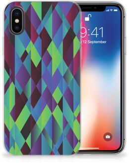 B2Ctelecom iPhone X | Xs TPU-siliconen Hoesje Design Abstract Green Blue