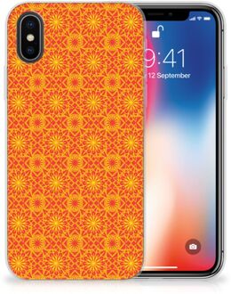 B2Ctelecom iPhone X | Xs TPU-siliconen Hoesje Design Batik Orange