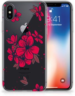 B2Ctelecom iPhone X | Xs TPU-siliconen Hoesje Design Blossom Red