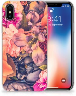 B2Ctelecom iPhone X | Xs TPU-siliconen Hoesje Design Bosje Bloemen