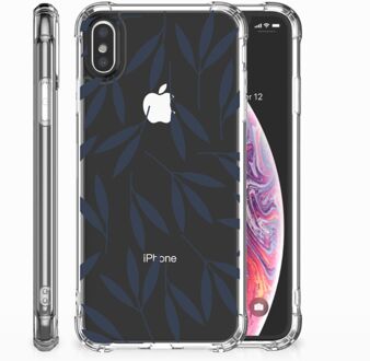 B2Ctelecom iPhone X | Xs TPU-Siliconen Hoesje Design Leaves Blue