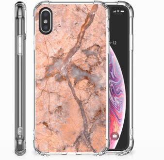 B2Ctelecom iPhone X | Xs TPU-Siliconen Hoesje Design Marmer Oranje