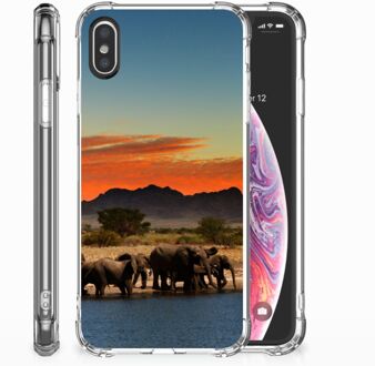 B2Ctelecom iPhone X | Xs TPU-Siliconen Hoesje Design Olifanten