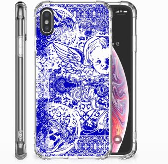 B2Ctelecom iPhone X | Xs Uniek TPU Hoesje Angel Skull Blue