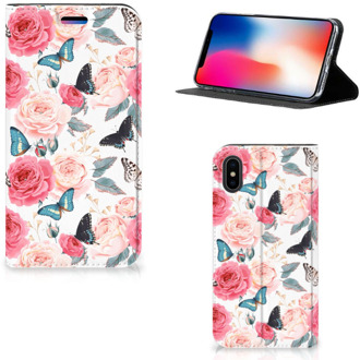 B2Ctelecom iPhone X | Xs Wallet Case Butterfly Roses