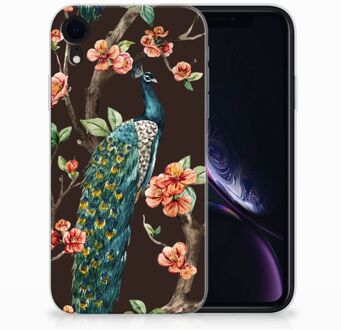 B2Ctelecom iPhone XR Backcover Hoesje Pauw met Bloemen