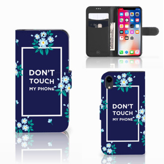 B2Ctelecom iPhone Xr Bookcase Hoesje Flowers Blue DTMP