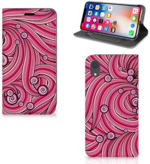 B2Ctelecom iPhone XR Bookcase met magneetsluiting Swirl Pink