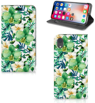 B2Ctelecom iPhone XR Bookcover met magneetsluiting Orchidee Groen