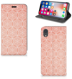 B2Ctelecom iPhone XR Bookcover met magneetsluiting Pattern Orange