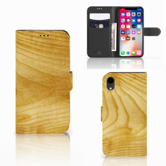 B2Ctelecom iPhone XR Flip Cover Licht Hout