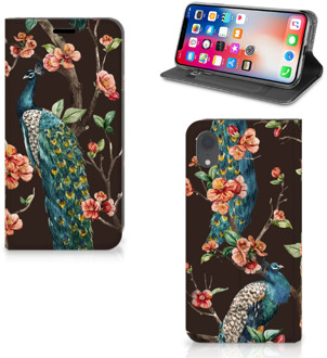 B2Ctelecom iPhone Xr Flipcover Pauw met Bloemen