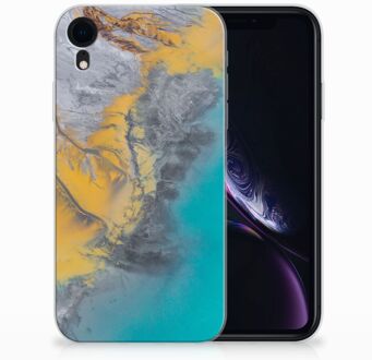 B2Ctelecom iPhone XR Hoesje Marble Blue Gold