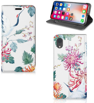 B2Ctelecom iPhone XR Hoesje met magneetsluiting Bird Flowers