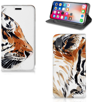 B2Ctelecom iPhone XR hoesje met magneetsluiting Watercolor Tiger