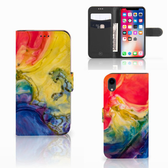 B2Ctelecom iPhone XR Hoesje met ruimte voor pasjes Watercolor Dark