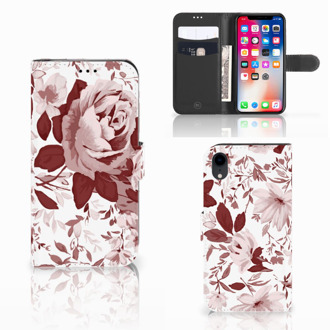 B2Ctelecom iPhone XR Hoesje met ruimte voor pasjes Watercolor Flowers