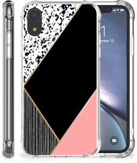 B2Ctelecom iPhone Xr  TPU-siliconen Hoesje Black Pink Shapes