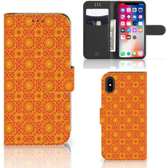 B2Ctelecom iPhone Xs Book Case Hoesje Batik Orange