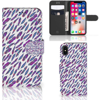 B2Ctelecom iPhone Xs Book Case Hoesje Feathers Color