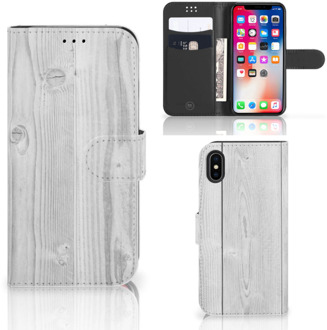 B2Ctelecom iPhone Xs Bookcase Design White Wood