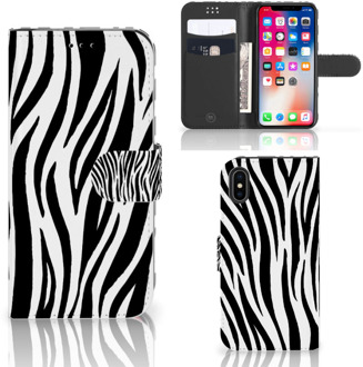 B2Ctelecom iPhone Xs Bookcase Design Zebra